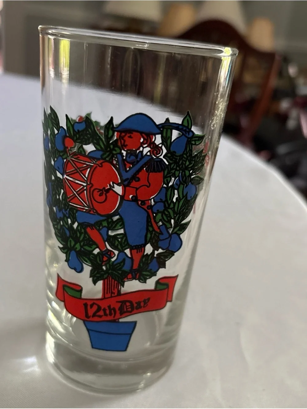 USA Vintage Indiana Glass 12 Days Christmas 12 Drummers Drumming
